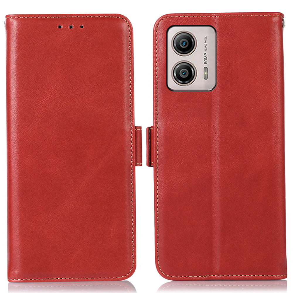 For Motorola Moto G53 5G RFID Blocking Protective Phone Case Genuine Cowhide Leather Phone Cover with Wallet Stand For Motorola Moto G53 5G RFID Blocking Protective Phone Case Genuine Cowhide Leather Phone Cover with Wallet Stand